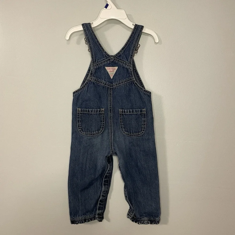 Oshkosh B'Gosh Denim 18m Overalls Rainbow Heart‎ Patch Retro Girly Colorful
